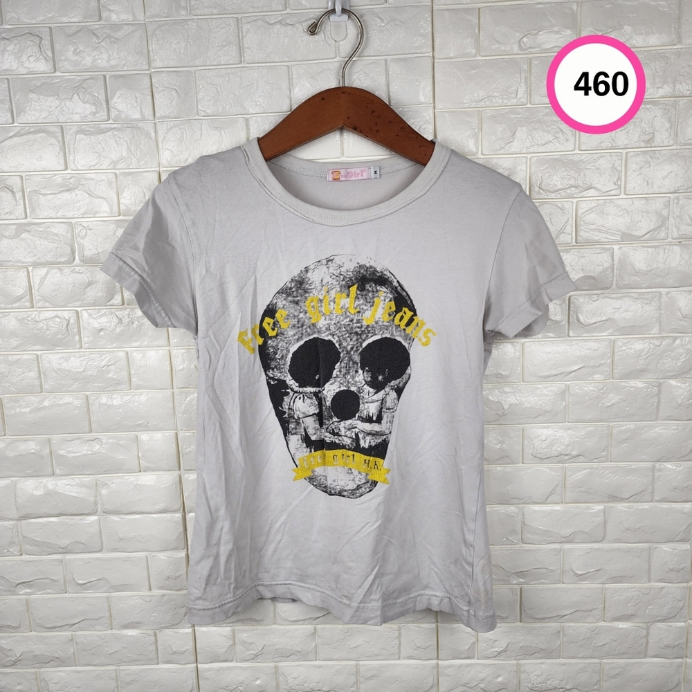 Feel Girl Medium Girls Skull Graphic Tee Casual Short Sleeve Top